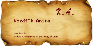 Kozák Anita névjegykártya